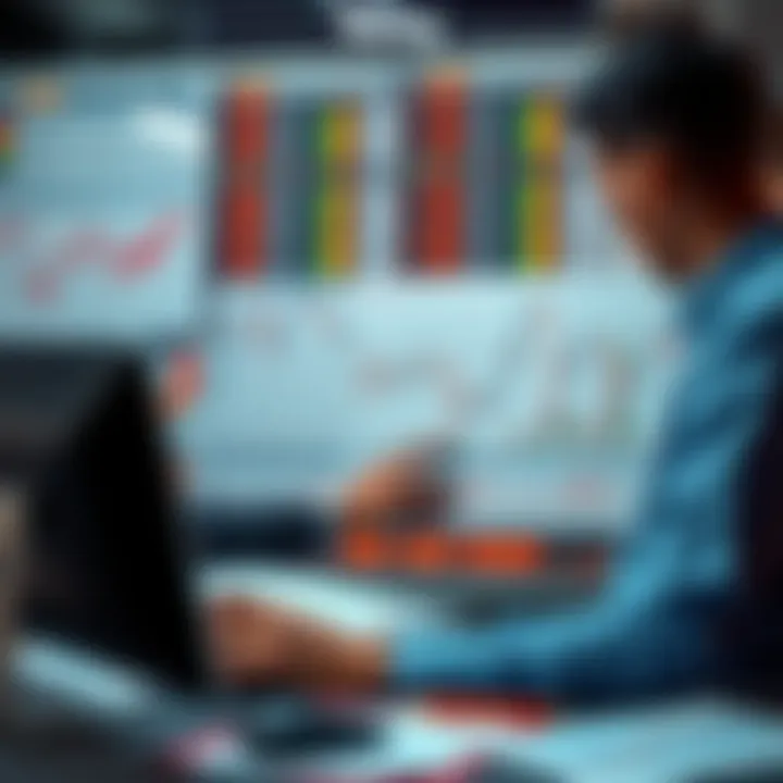 Analyzing Betting Strategies with Charts Person studying betting strategies with charts