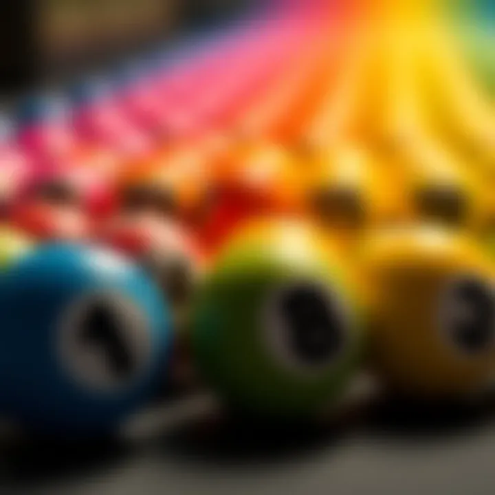Color spectrum of lottery balls representing different meanings