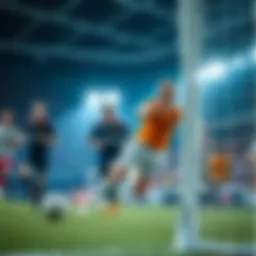 A vibrant display of a live sports event showcasing dynamic action.